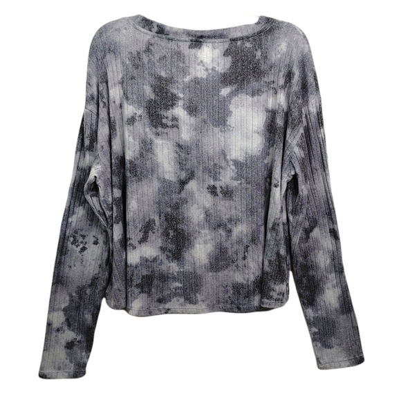 PINK VS Gray Tie Dye V Neck Ribbed Knit Cropped Top Women's Size Large L - Picture 2 of 6